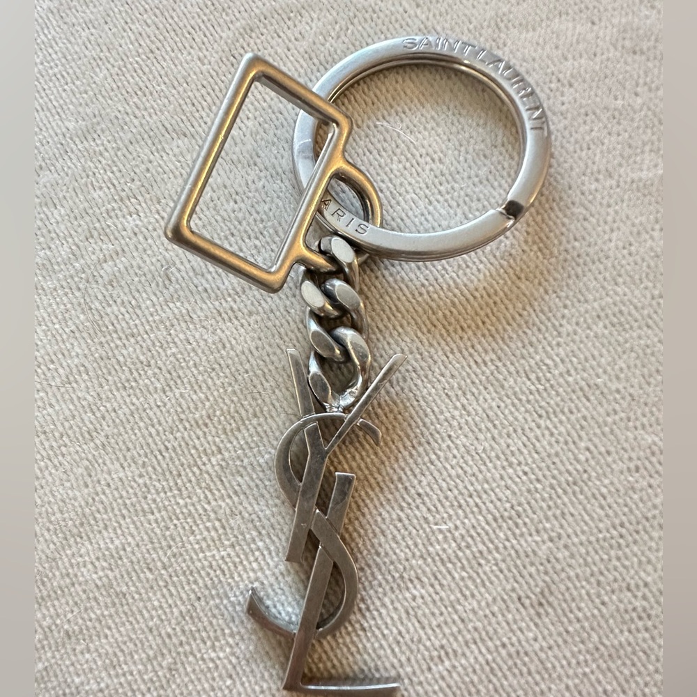 Silver YSL keychain